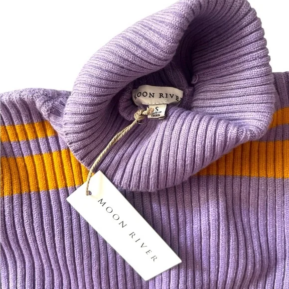 Anthropologie Moon River Striped Turtleneck Sweater Dress, Size S NWT - Picture 4 of 7
